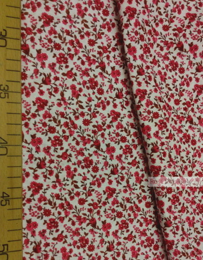 Floral cotton fabric by the yard ''Small Cherry Flowers On Pale Pink''}