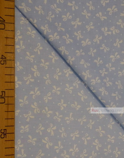 Childrens Fabric by the Yard ''White Bows On Light Blue''}