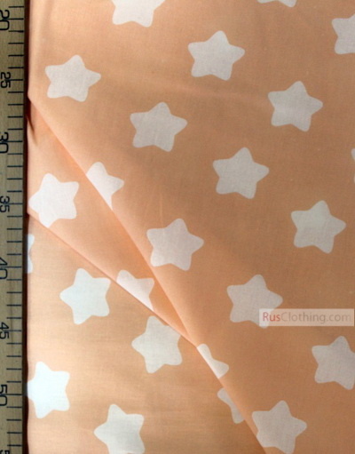 Childrens Fabric by the Yard ''White Star-Gingerbread On Peach''}