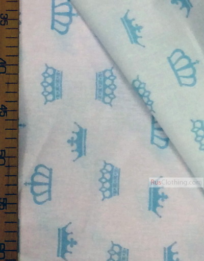 Kids Fabric by the Yard ''Light Turquoise Crowns On White''}
