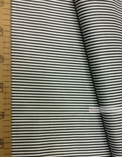 Geometric Print Fabric ''Narrow, White-Black Strip''}