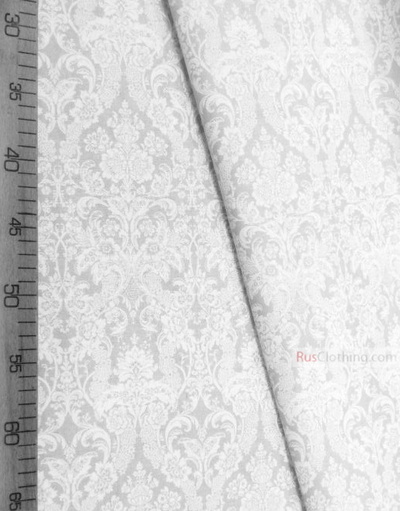 Vintage Fabric Ornament by the yard ''Baroque (White, Milk)''}