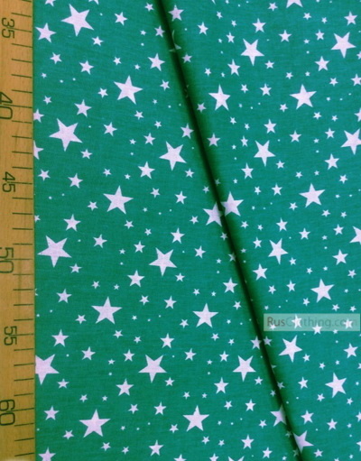 Childrens Fabric by the Yard ''White Stars On Malachite''}