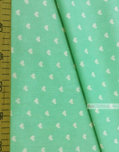 Baby Quilt Fabric by the Yard ''White Hearts On Mint''}