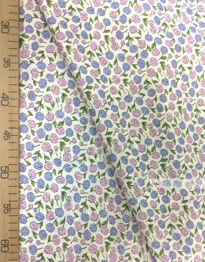 Childrens Fabric by the Yard ''Purple Flowers On White''}