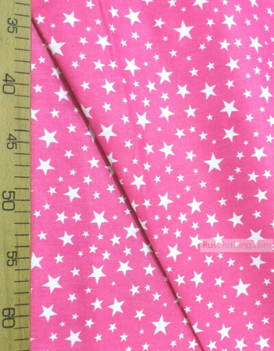 Tissu pour bébé au metre ''White Stars On Pink (Light)''}