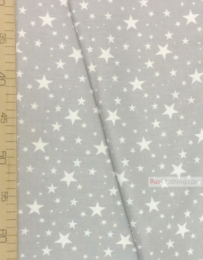 Tissu pour bébé au metre ''White Stars On Gray''}