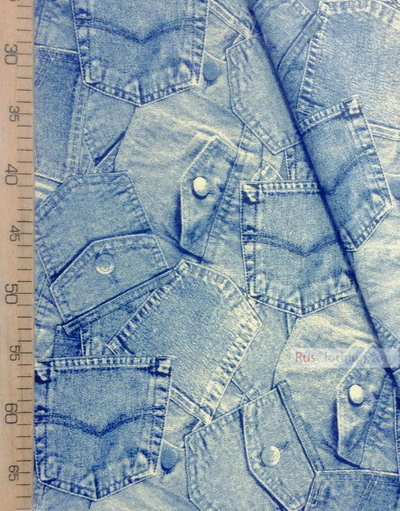 Cotton print fabric by the yard ''Blue Jeans''}