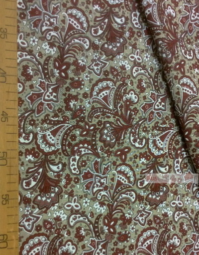 Folk Fabric by the yard ''Oriental Flowers On Grey''}