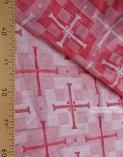 Linen Jacquard Fabric ''red and white crosses ''