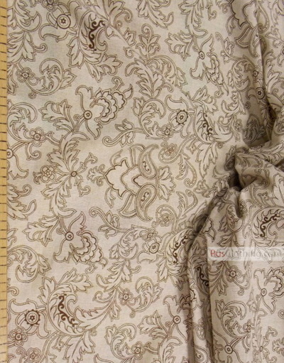 Linen fabric from Russia ''Brown patterns on gray ''