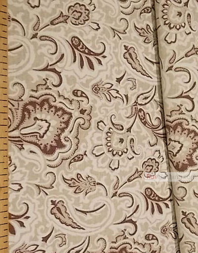 Paisley Linen by the yard ''Eastern Pattern, Brown ''