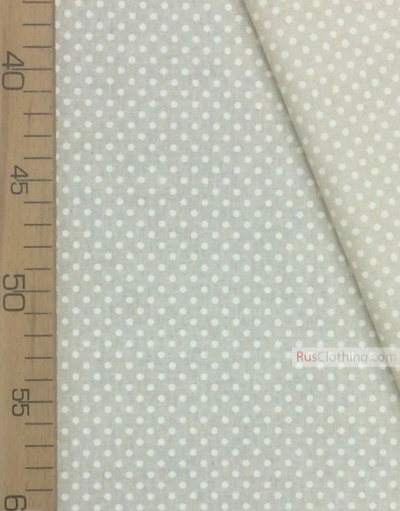 Linen fabric from Russia ''Small white polka dots on gray ''