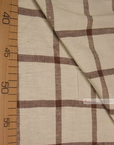 Linen fabric from Russia ''Brown cage on harsh ''