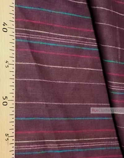 Tissu lin de Russie ''Сolorful stripes on a brown''