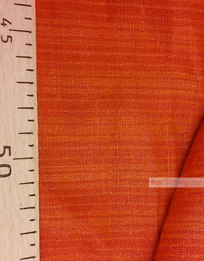 Tissu lin de Russie ''Burgundy-orange strips''