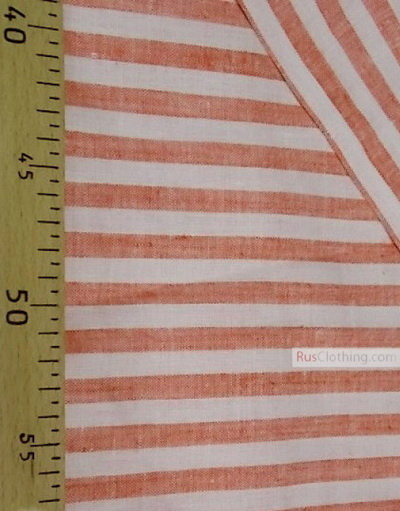 Linen fabric from Russia ''White-red strips ''