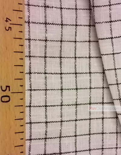 Linen fabric from Russia ''Black plaid on white ''