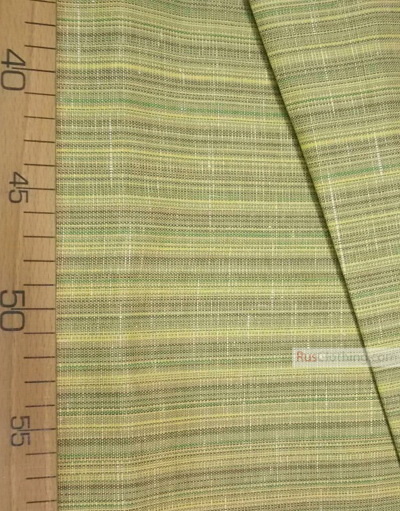 Linen fabric from Russia ''Yellow green strip ''