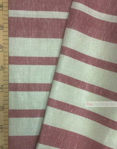 Linen fabric from Russia ''Red strips ''