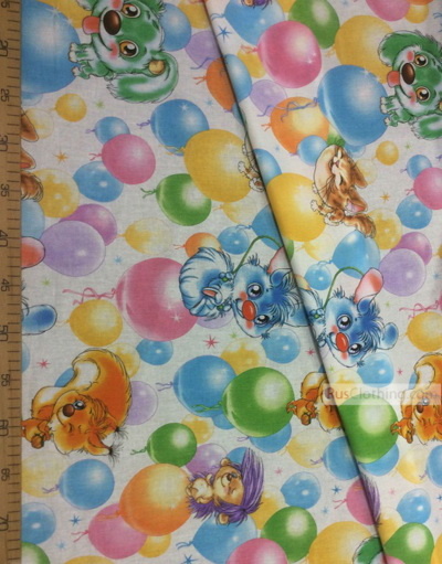Kids Fabric by the Yard ''Cartoons On Balloons''}