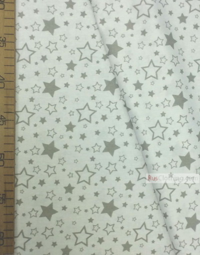 Tissu pour enfant au metre ''White, Gray Stars On White''}