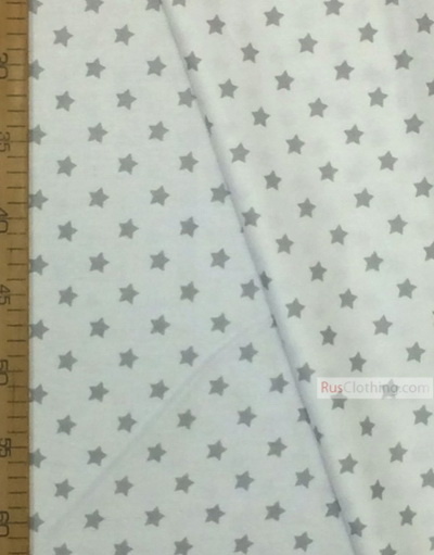 Kids Fabric by the Yard ''Gray, Small Star On White''}