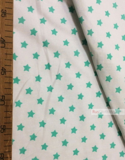 Baby Quilt Fabric by the Yard ''Mint, Small Star On White''}