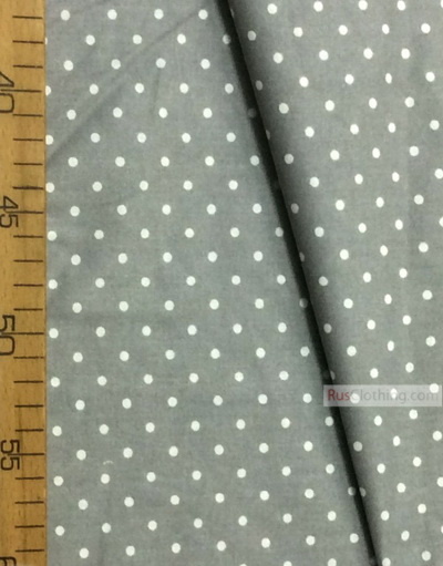 Tissu coton gris au metre ''White, Little Polka Dots On Grey (Rare)''}