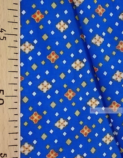 Geometric Print Fabric  ''Yellow-Orange Diamond On Blue''}