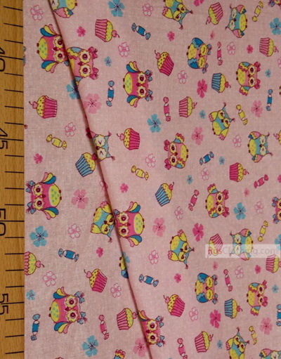 Tissu pour bébé au metre Ткань, ситец ''Owlets On Pink''}