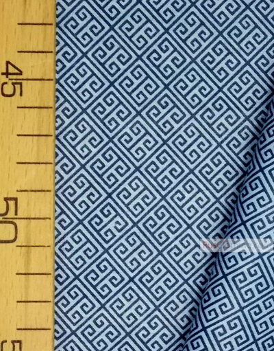 Geometric Print Fabric  ''Labyrinth, Blue On Blue''}