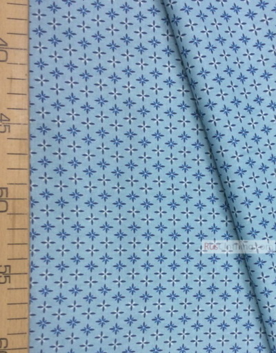 Geometric Print Fabric  ''Wind Rose On Blue''}