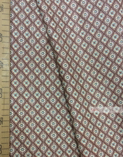 Geometric Print Fabric  ''Sand Diamond On Brown''}
