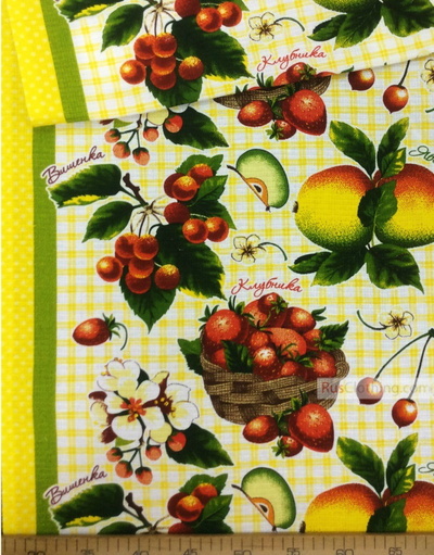 Waffle Textured Fabric by the yard ''Apples And Berries''}