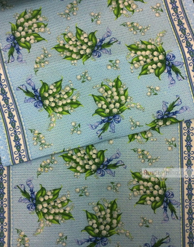 Waffle Fabric by the yard ''Lilies Of The Valley''}