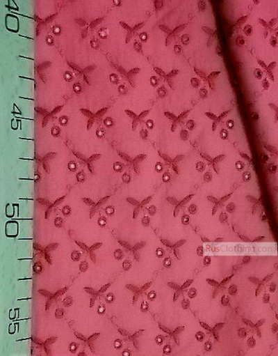 Embroidered Cotton Fabric ''Cherry''}