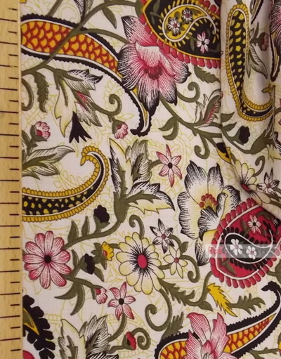 Viscose rayon by the yard ''Flowers East On White''}