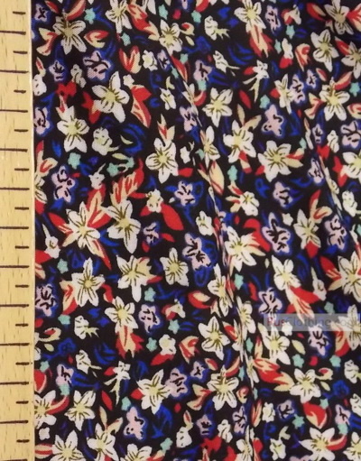 Viscose rayon by the yard ''White Flowers On The Black Field''}