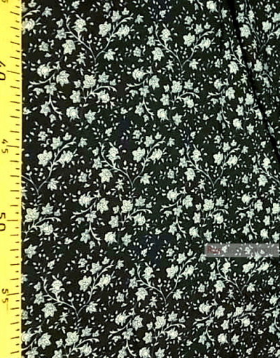 Viscose Fabric by the yard ''White Flowers On Branches On The Black Field''}