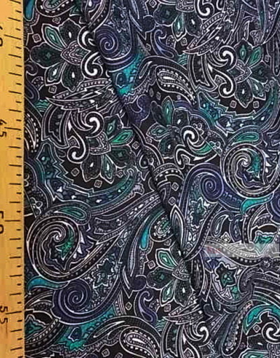 Viscose Fabric by the yard ''Oriental Mosaic On Turquoise''}