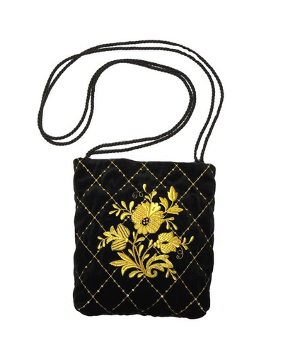 Small Black Evening Bag ''Bouquet''}