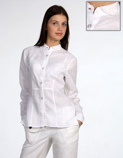 Linen blouse with embroidered collar ''Slavic''
