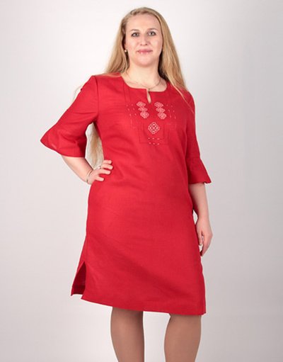 Casual linen dress with embroidery ''Valery''