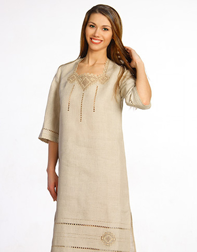 Casual linen dress with embroidery ''Milana''