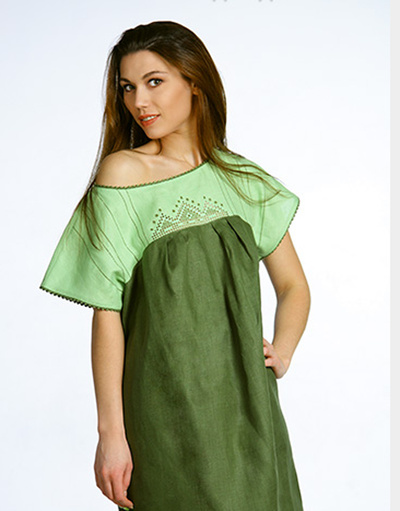 Casual linen dress with embroidery ''Summer''