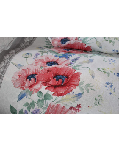 Floral cotton by the yard ''Red poppy ''