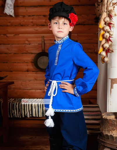 russian costume blue shirt