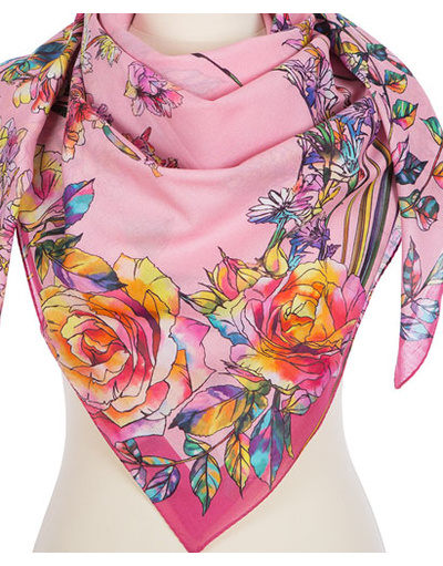 Cotton shawl  ''Floral sunset''