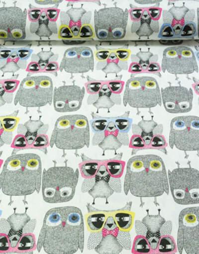 {[en]:Cotton fabric ''Grey owls''}